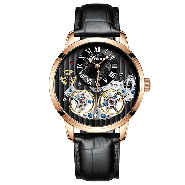 Montre de luxe AILANG pour homme, marque haut de gamme, automatique, lumineuse, noire, double tourbillon, étanche, mécanique, Relogio