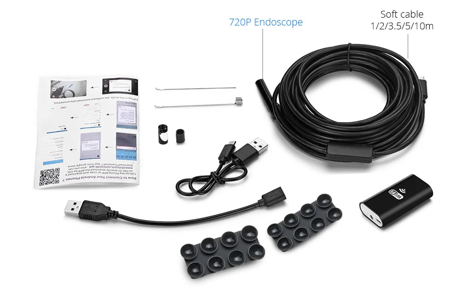 KERUI 1200P/720P WLAN Endoskop Wasserdichte Inspektions-Schlangenkamera USB Boreskop für Autos für iPhone & Android Smartphone