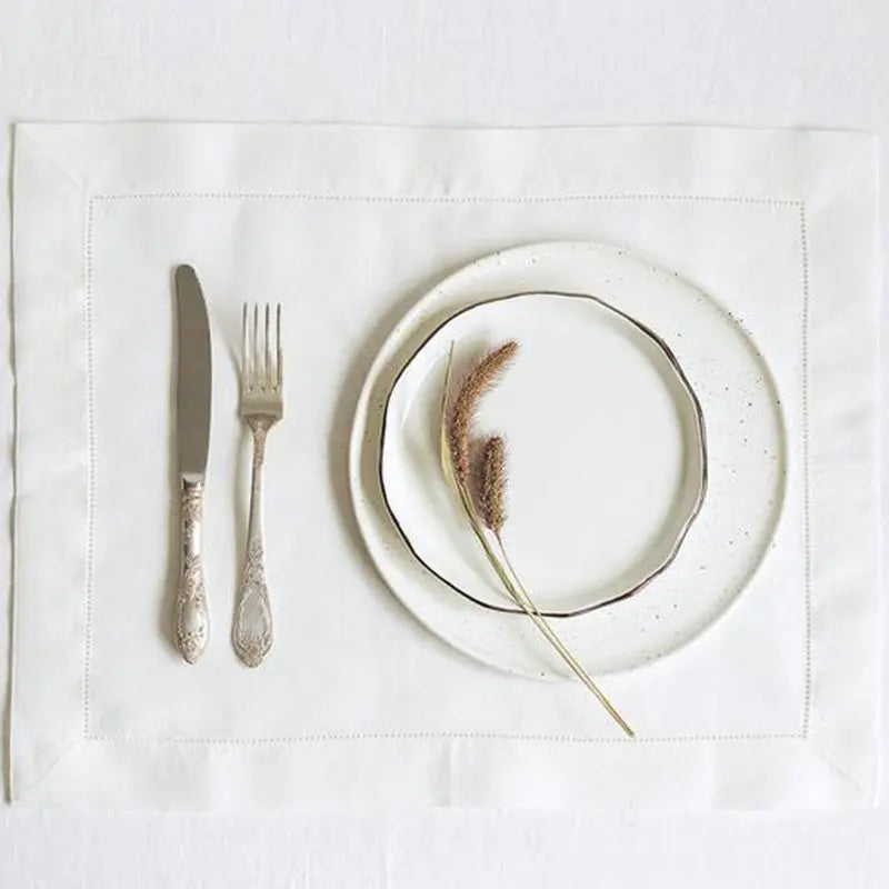12 Pieces White Napkins Hemstitched Cocktail Napkin For Party Wedding Table Cloth Linen Napkins Fabric Cotton Dinner Napkin