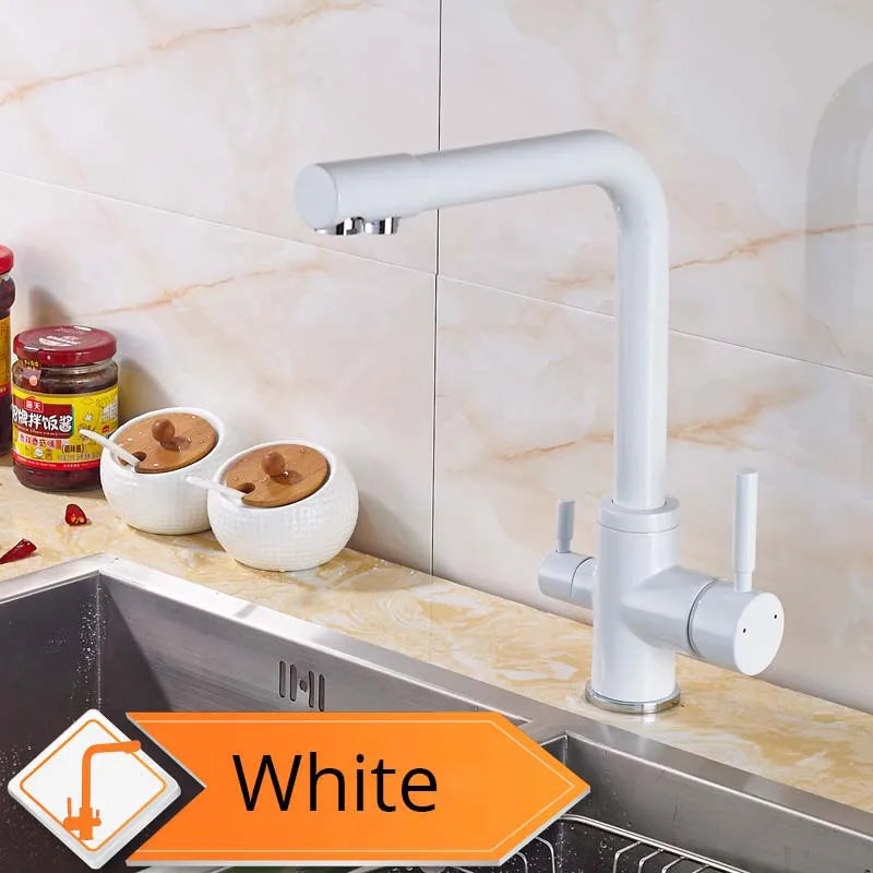 Rozin Chrome Brass Purified Water Kitchen Faucet Mixer Tap and Pure Water Filter Faucet Deck Mounted Dual Handles Hot Cold Taps
