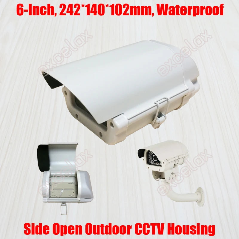 6 Inch IP66 Outdoor Waterproof CCTV Camera Housing 242x140x102mm Aluminum Alloy Box Zoom Bullet Security Camera Enclosure Case