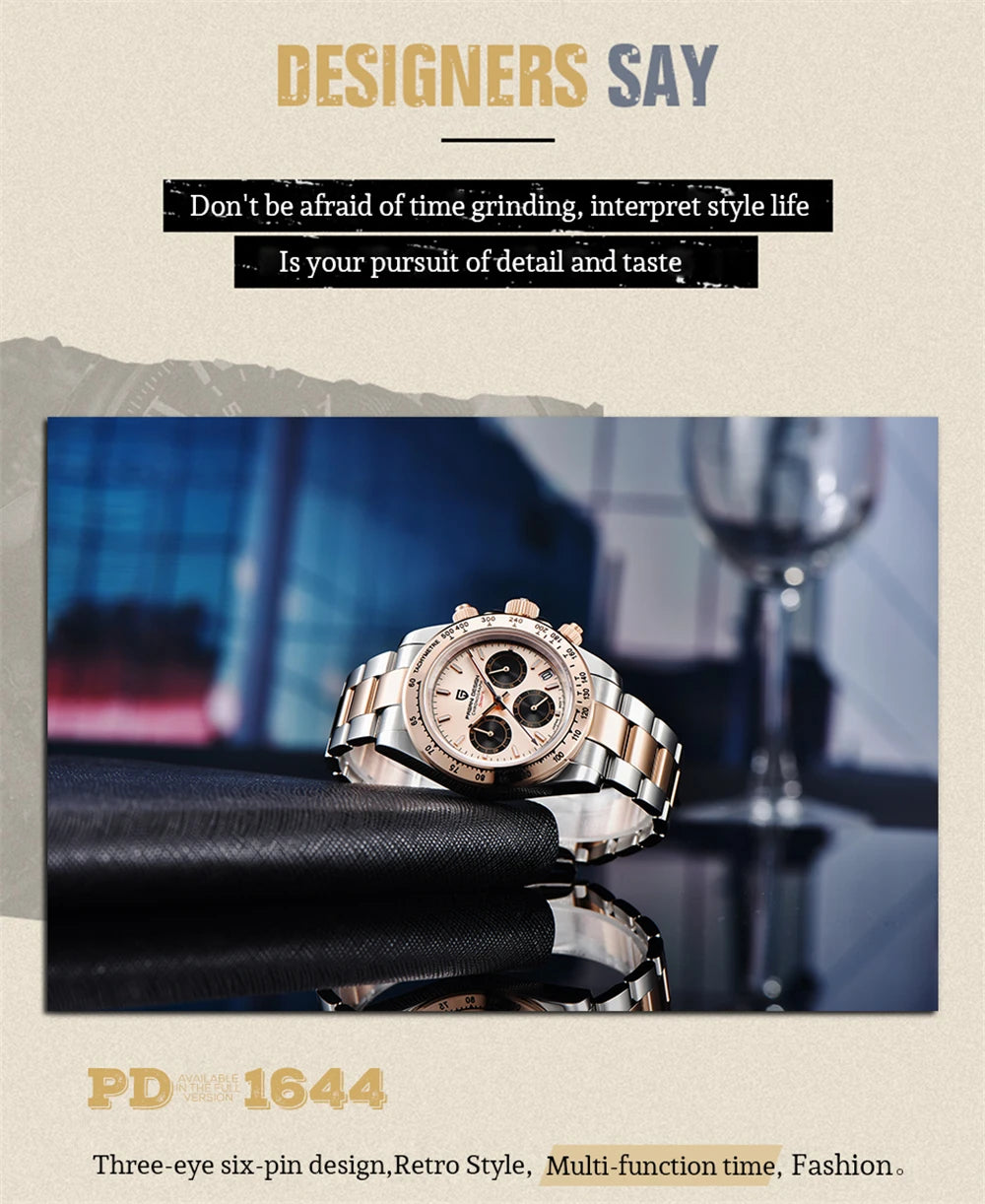 2025 New PAGANI Design Top Brand Men's Sports Quartz Watches Sapphire Stainless Steel Waterproof Chronograph Luxury Reloj Hombre