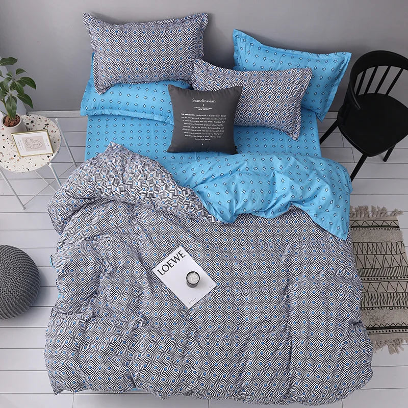 fashionable block pattern black duvet cover set king queen double twin single size bed linen set