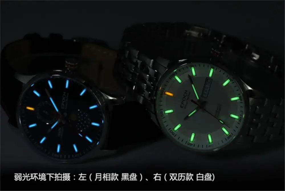 EPOCH Men Quartz Watch Super Luminous 25 Ronda Movement Chinese English Day Date WR100M Sapphire Military Watch 40mm