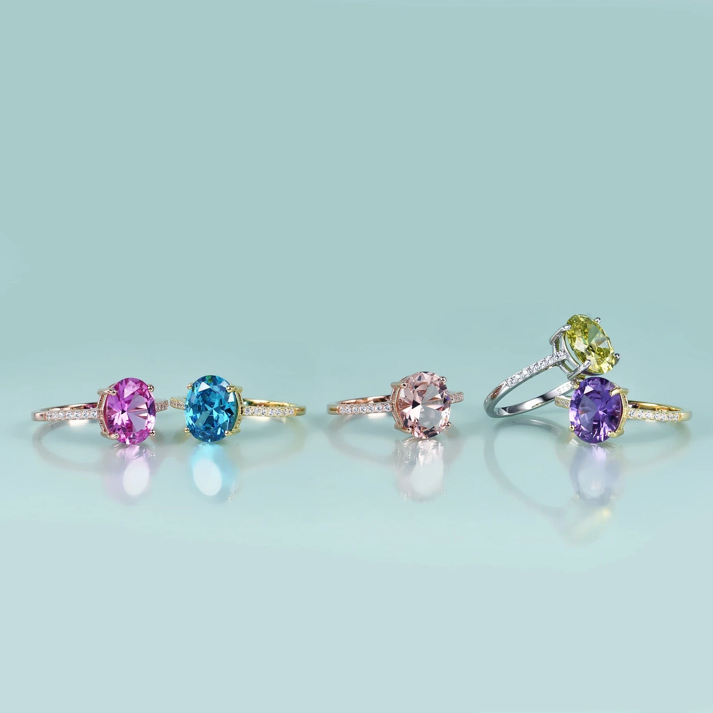 GEM'S BEAUTY Rose Gold Filled Sterling Silver Natural Morganite Rings Oval Cut Handmade Romantic For Women Engagement Rings