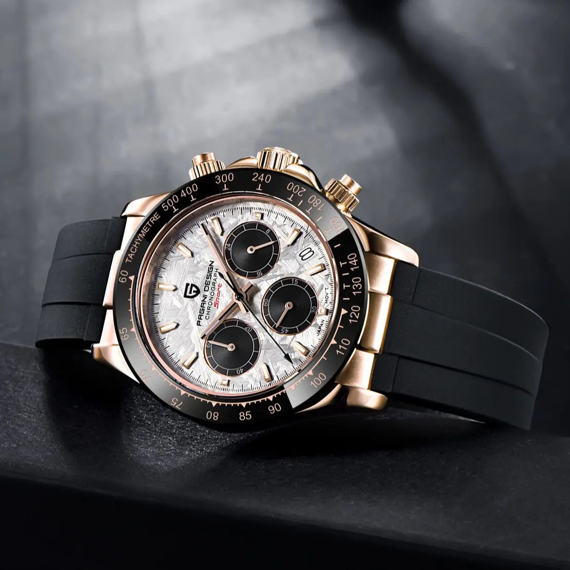 PAGANI DESIGN 2025 NEW 1664 Meteorite Dial Men's Watches Luxury Sapphire Quartz watch for men Sport Chronograph men Reloj Hombre