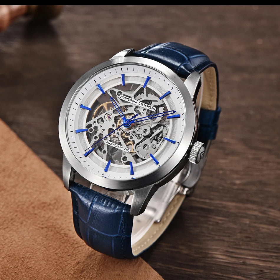 PAGANI DESIGN Brand Fashion Sports Leather Watches Men Luxury Automatic Mechanical Skeleton Waterproof Watches Relogio Masculino
