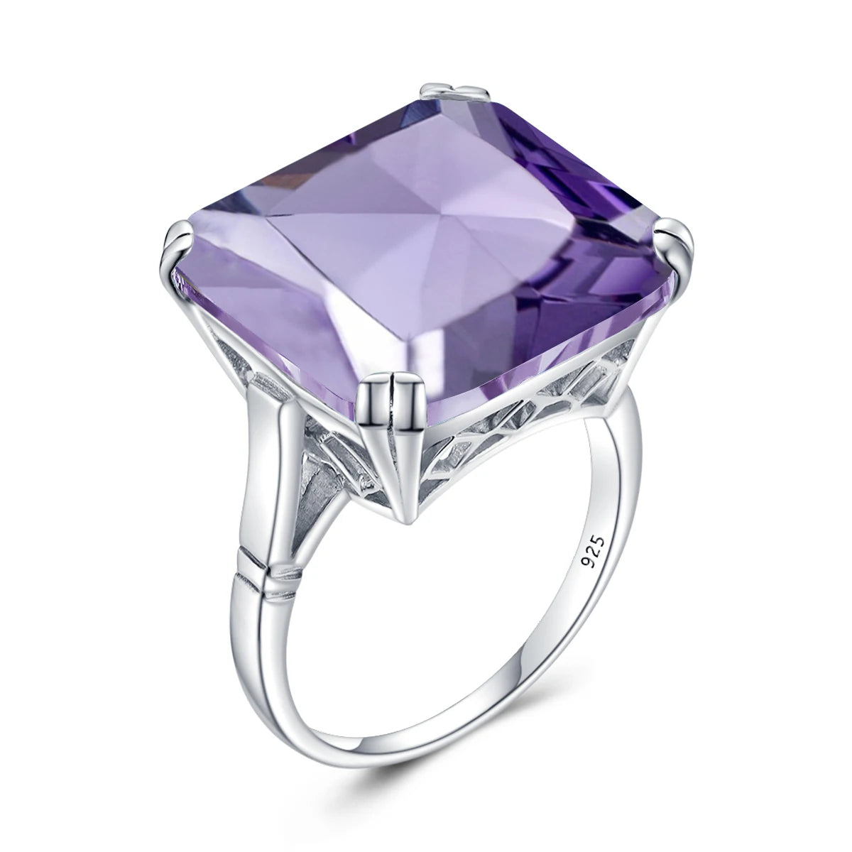 Original 925 Sterling Silver Aquamarine Gemstone Ring For Women Vintage Sparkling Birthstone Square Big Stone Jewelry Handmade