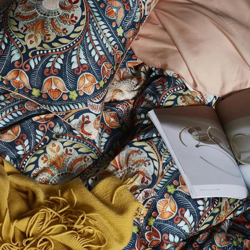HD printed Birds Branch printed Premium Egyptian cotton Silky Soft Duvet Cover Family size US King Queen Size Bedding Set 4/6Pcs