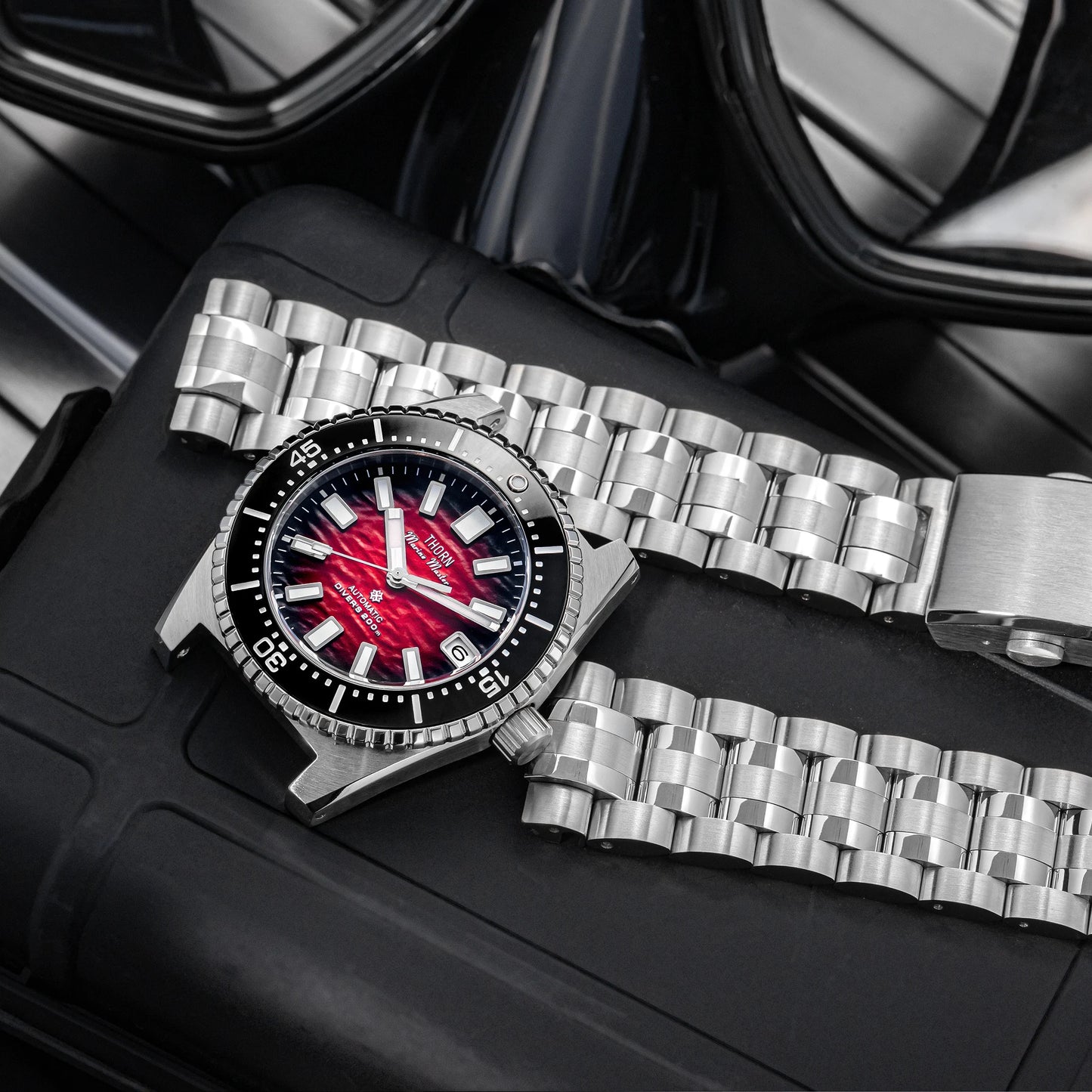 THORN Fully Automatic Nh35a Mechanical Movement 316L Stainless Steel Sapphire Watch Mirror Transparent Back Cover 20BAR Water