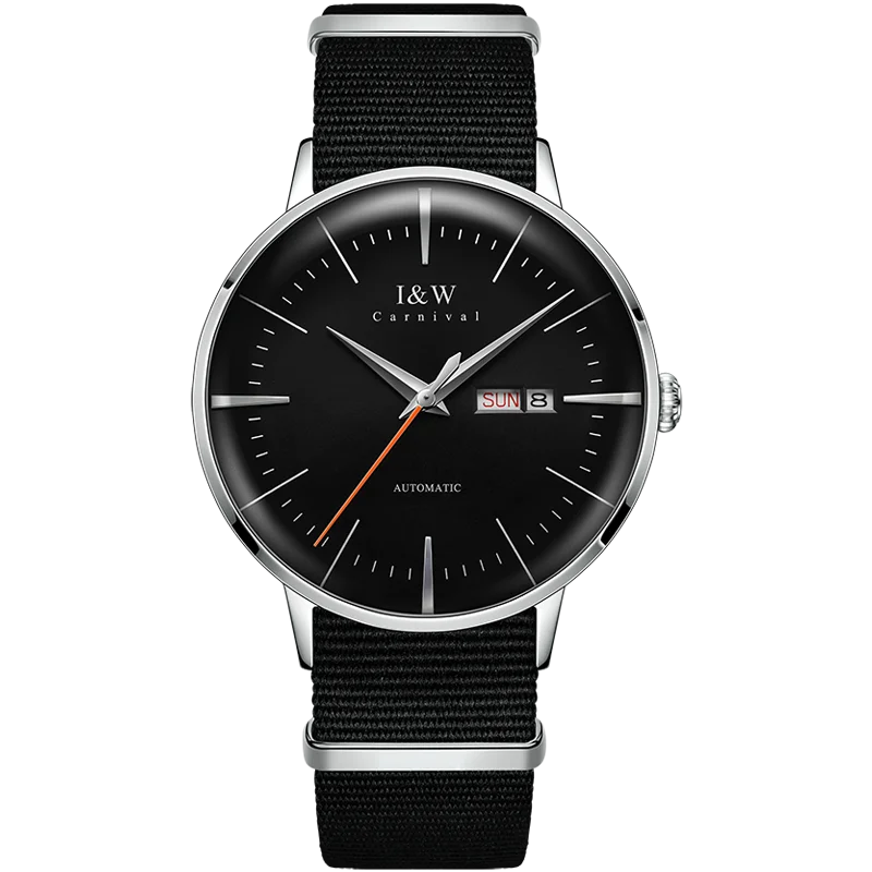 Japan MIYOTA Automatic Watch 3D Curved Sapphire Mechanical Wristwatches Waterproof Leather Strap Double Calendar Watches for Men