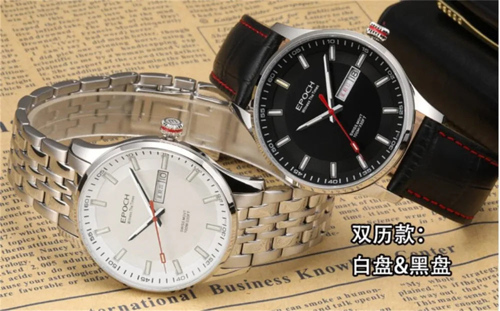EPOCH Men Quartz Watch Super Luminous 25 Ronda Movement Chinese English Day Date WR100M Sapphire Military Watch 40mm