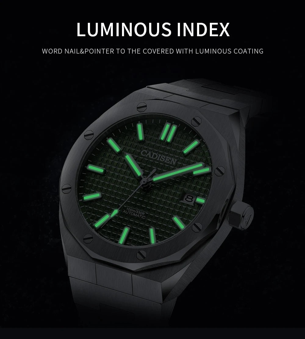 CADISEN 42MM Men's Mechanical Watch Luxury NH35A Movement Automatic Watches Sapphire Mirror 10Bar Waterproof Watch For Men