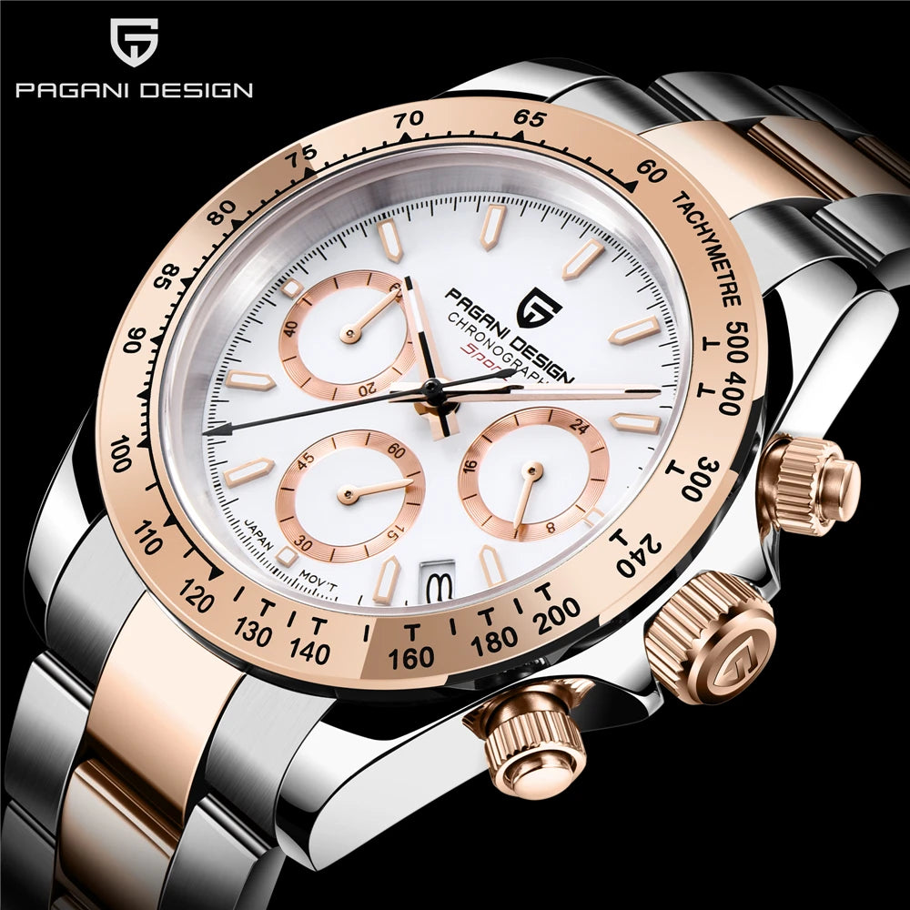 2025 New PAGANI Design Top Brand Men's Sports Quartz Watches Sapphire Stainless Steel Waterproof Chronograph Luxury Reloj Hombre