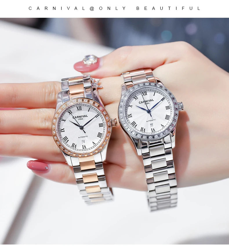 CARNIVAL Women Watches Mechanical Watch Luxury Bracelet Wrist Wristwatch Elegant Ladies Automatic Clock Watch Relogio Feminino