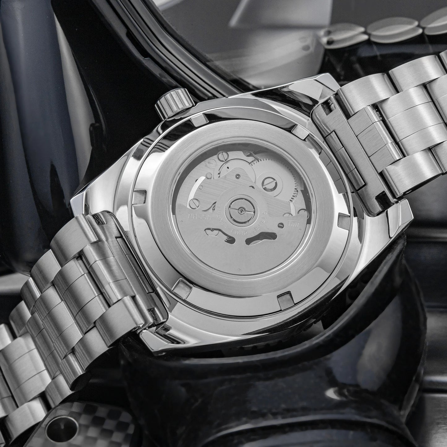 THORN Fully Automatic Nh35a Mechanical Movement 316L Stainless Steel Sapphire Watch Mirror Transparent Back Cover 20BAR Water