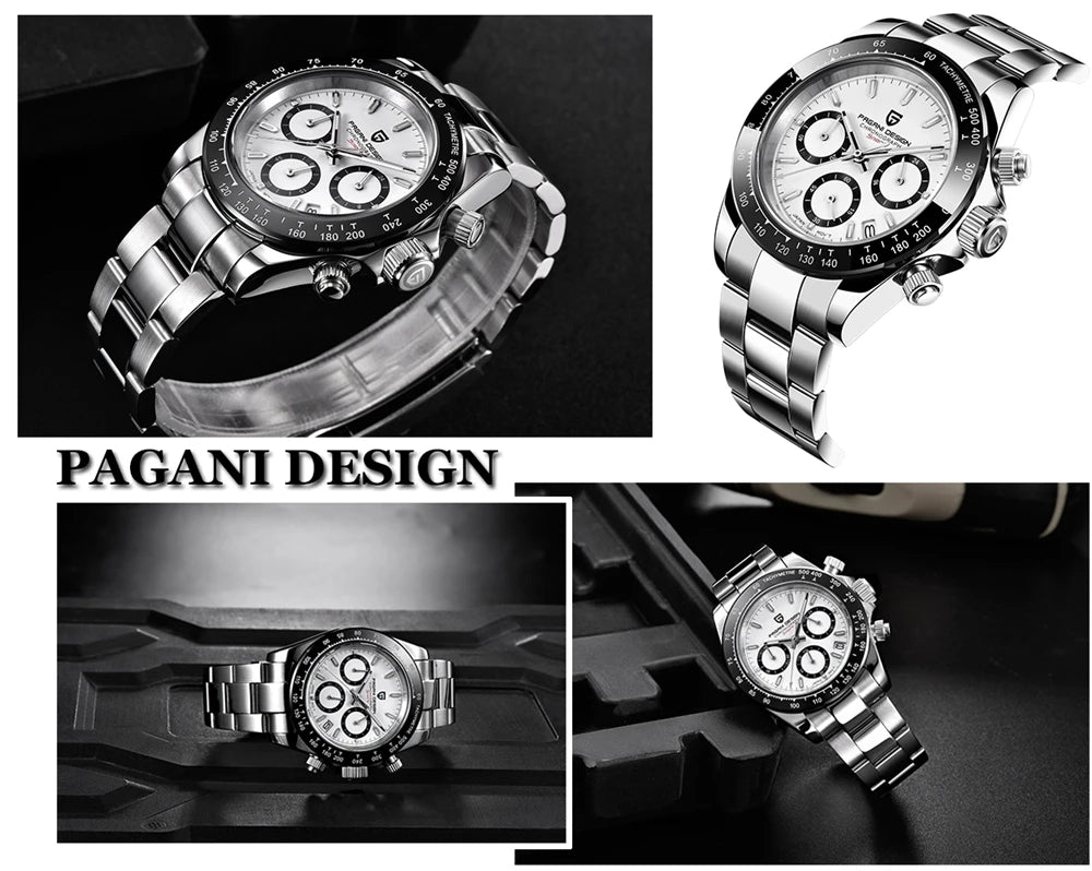 2025 New PAGANI Design Top Brand Men's Sports Quartz Watches Sapphire Stainless Steel Waterproof Chronograph Luxury Reloj Hombre