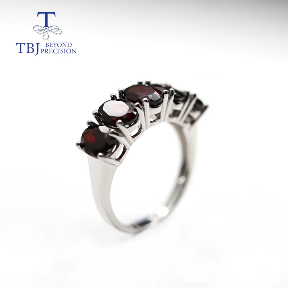 13.2ct Black garnet Jewelry set oval 5*7mm garnet Ring clasp earring 925 sterling silver fine jewelry for women tbj promotion