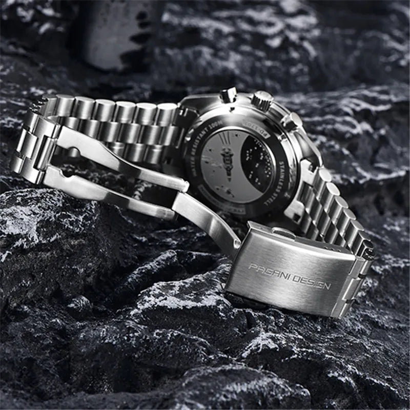PAGANI DESIGN 2025 New Men's Watches Top Brand Luxury Quartz Watch For Men Date Speed Chronograph VK63 Stainless steel PD-1701