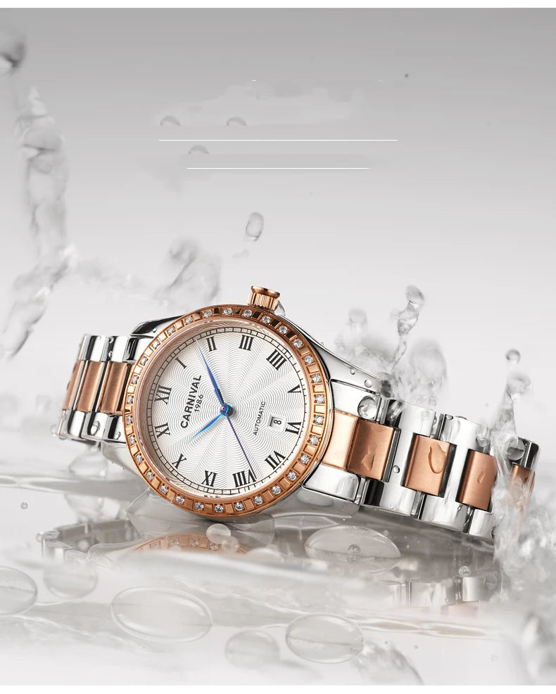 CARNIVAL Women Watches Mechanical Watch Luxury Bracelet Wrist Wristwatch Elegant Ladies Automatic Clock Watch Relogio Feminino
