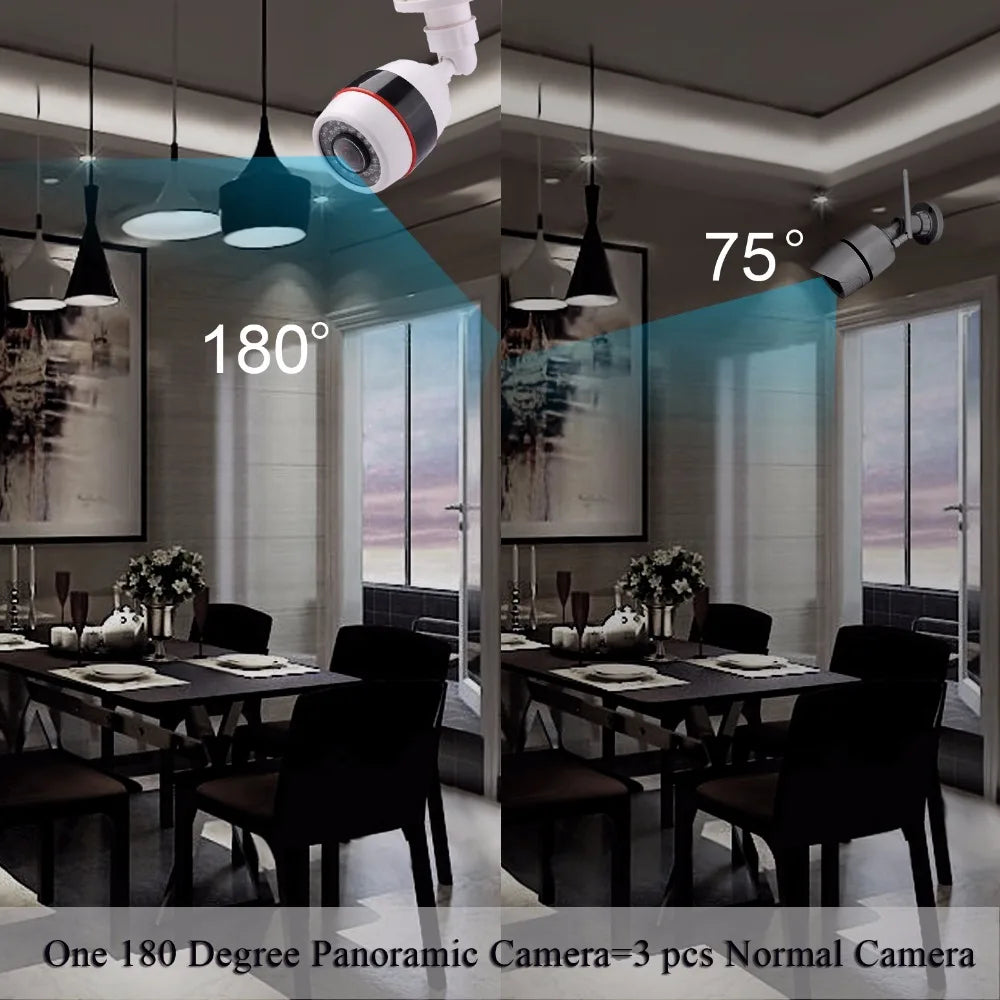 Hamrolte 5MP CCTV Camera 5MP 1.7MM Fisheye Lens 180Degree Panoramic AHD Camera Night Vision Waterproof Outdoor Bullet Camera