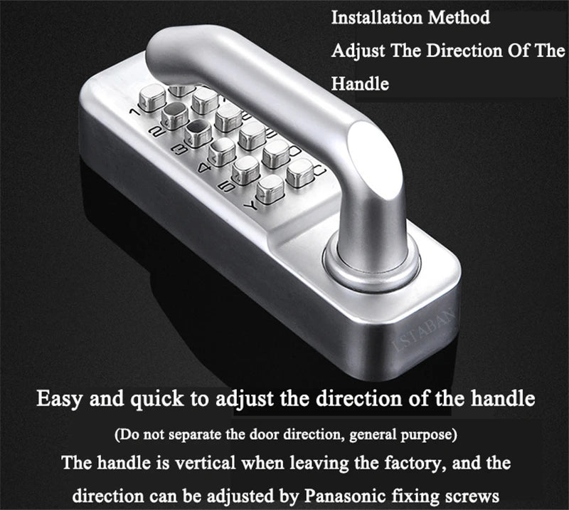 Silver Long Handle Keyless Mechanical Digital Door Lock Password Keypad Home Garden Yard Wooden Iron Gate Lock Pushbutton