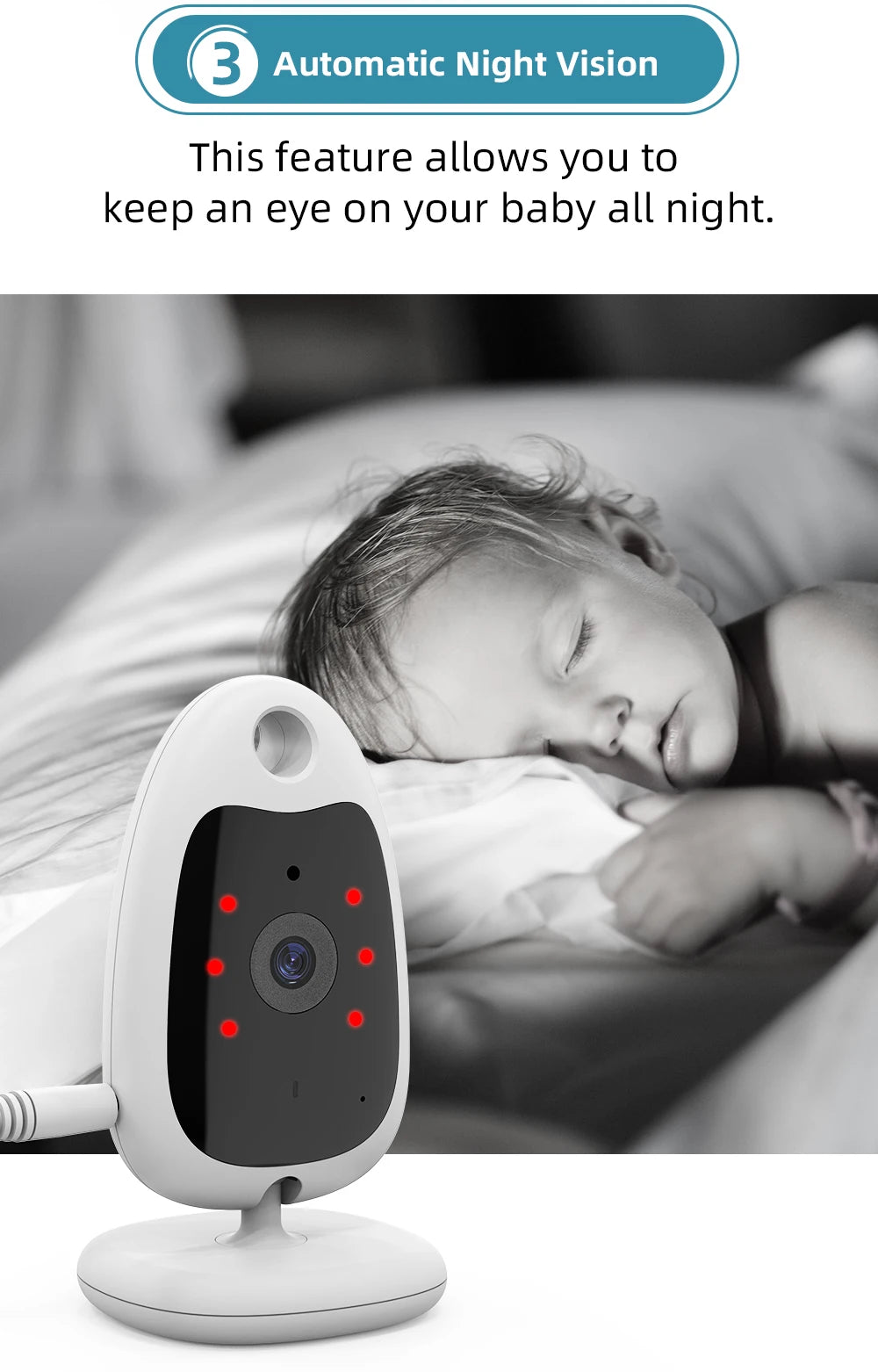 Wireless Video Baby Monitor 2.0 2.8 inch Color  Security Camera 2 Way Talk Night Vision IR LED Temperature Monitoring 8 Lullaby