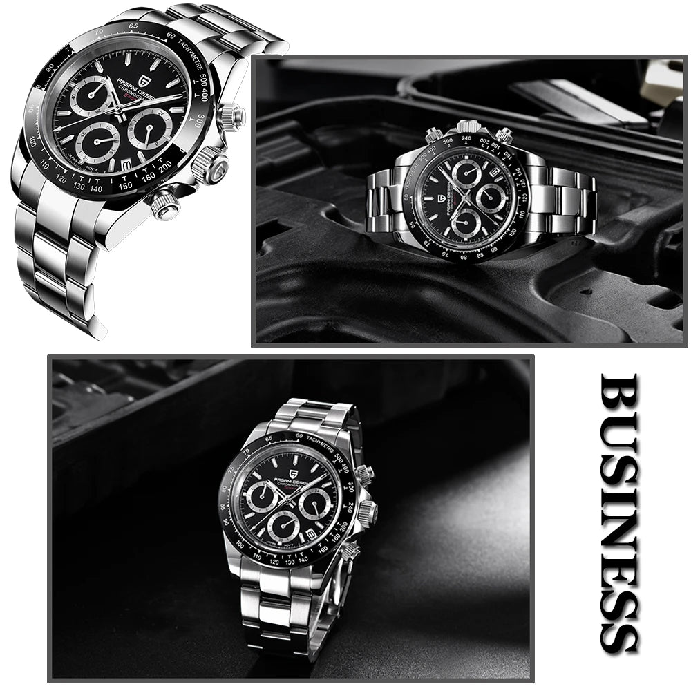 2025 New PAGANI Design Top Brand Men's Sports Quartz Watches Sapphire Stainless Steel Waterproof Chronograph Luxury Reloj Hombre