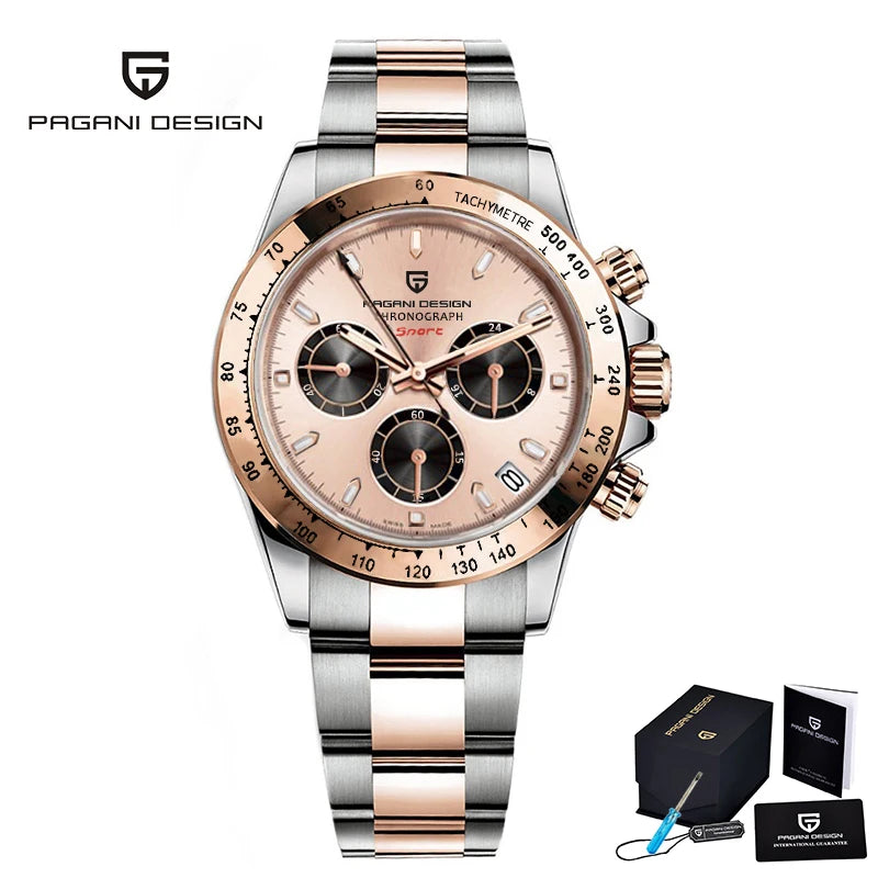 2025 New PAGANI DESIGN Chronograph Luxury Quartz Wrist Watch For Men Automatic Date 100M Waterproof JAPAN VK63 Movt Reloj Hombre