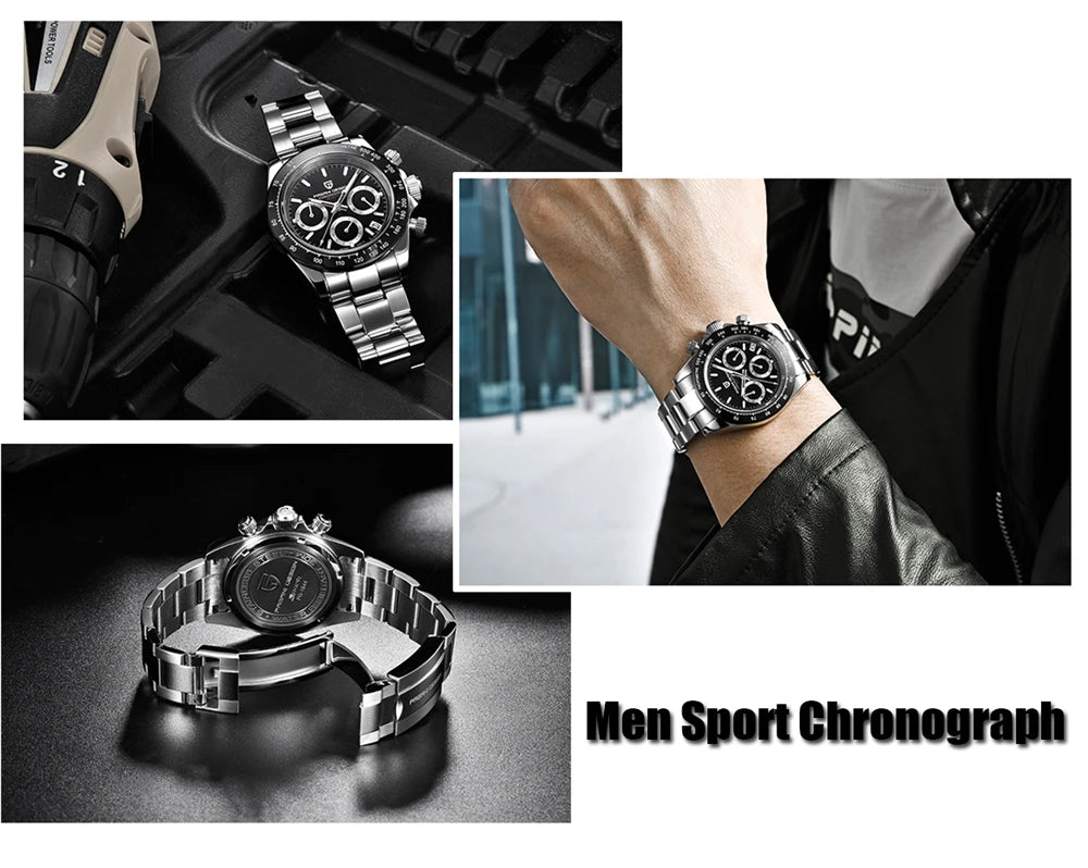 2025 New PAGANI Design Top Brand Men's Sports Quartz Watches Sapphire Stainless Steel Waterproof Chronograph Luxury Reloj Hombre