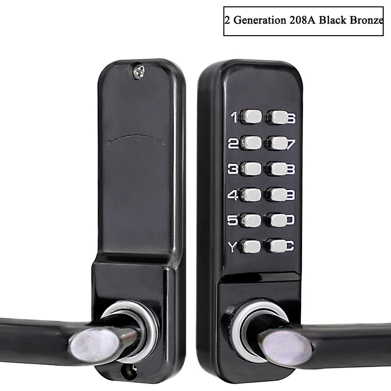 Silver Long Handle Keyless Mechanical Digital Door Lock Password Keypad Home Garden Yard Wooden Iron Gate Lock Pushbutton