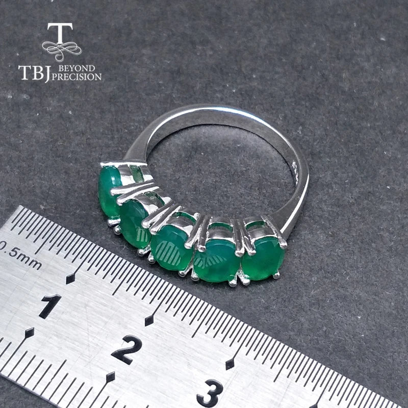 TBJ,natural green agate jewelry set ring earring  925 sterling silver fine natural gemstone jewelry for women mom nice gift