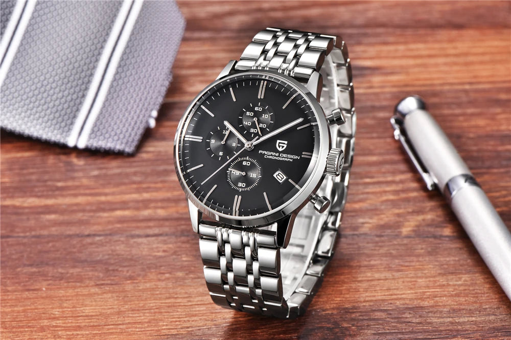 PAGANI DESIGN New Men Watches Multi time zone Quartz Business watch Auto Date Men Watches Japan Movt Watch Men Chronograph Gift