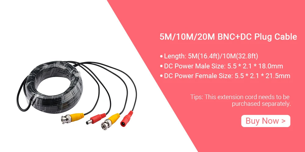 Hamrolte 5MP CCTV Camera 5MP 1.7MM Fisheye Lens 180Degree Panoramic AHD Camera Night Vision Waterproof Outdoor Bullet Camera