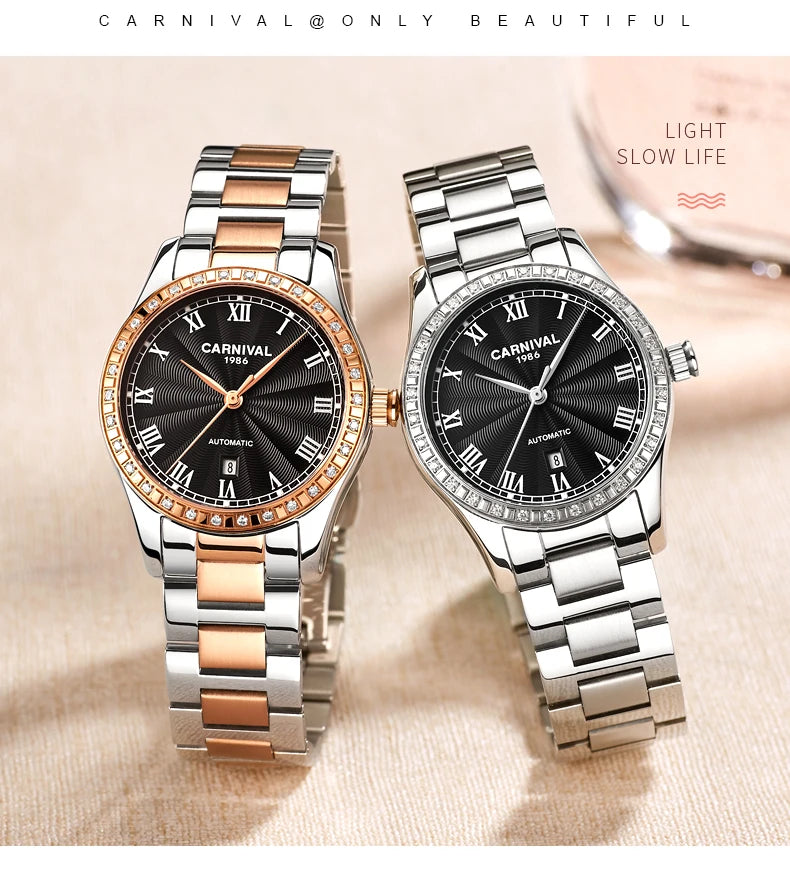 CARNIVAL Women Watches Mechanical Watch Luxury Bracelet Wrist Wristwatch Elegant Ladies Automatic Clock Watch Relogio Feminino
