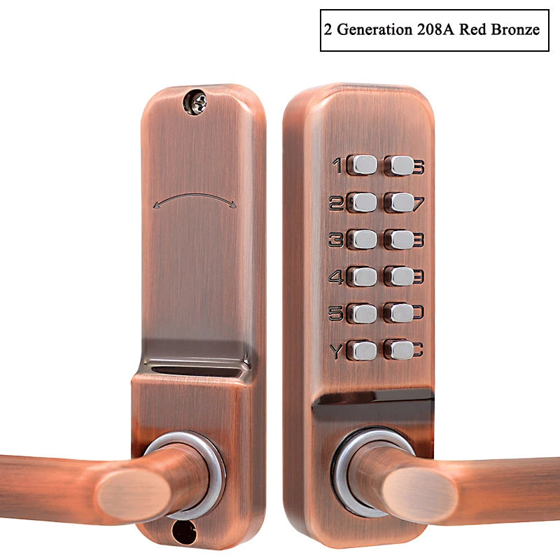 Silver Long Handle Keyless Mechanical Digital Door Lock Password Keypad Home Garden Yard Wooden Iron Gate Lock Pushbutton