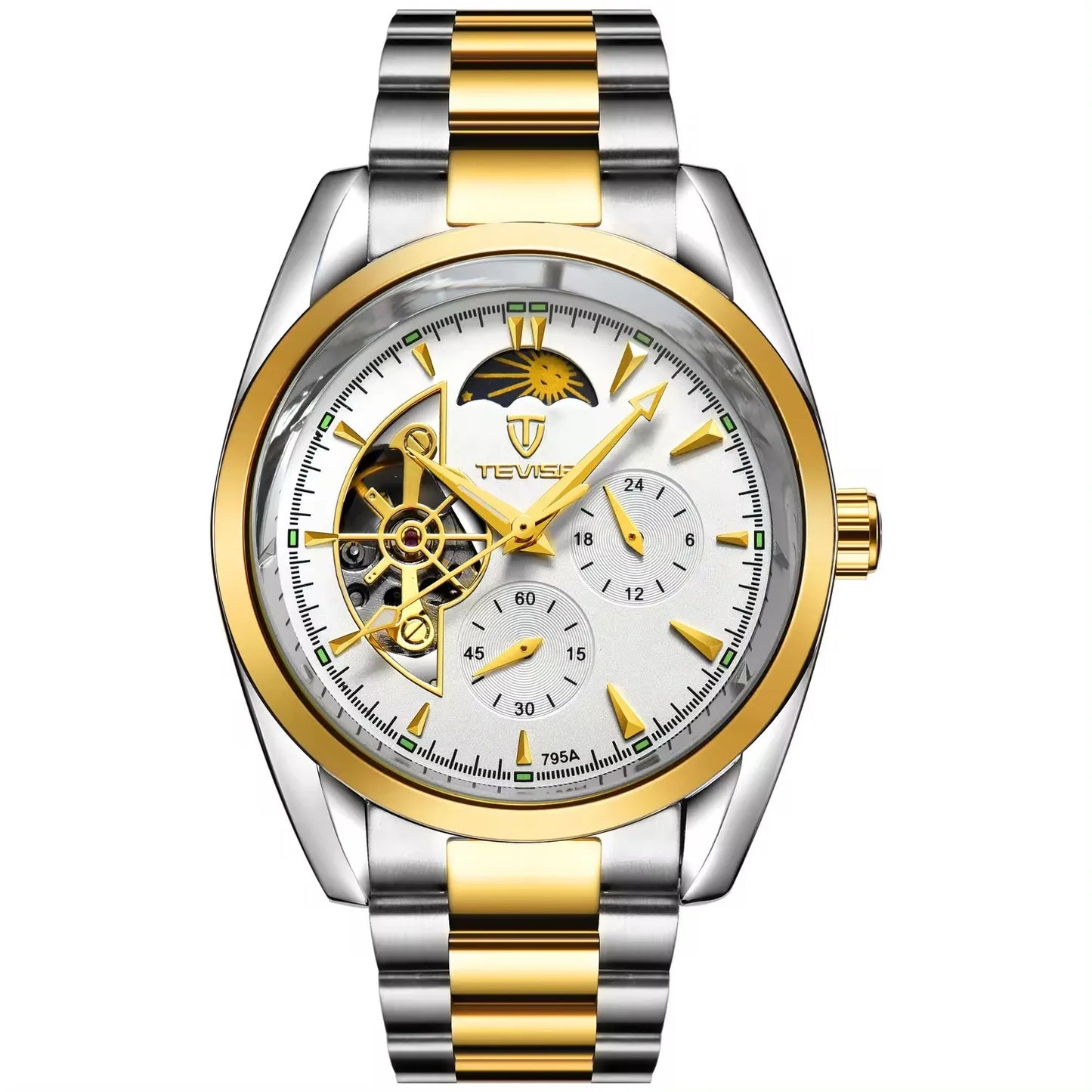 TEVISE T795A 795A Brand Men's Watch Fashion Automatic Hollow Men Watch Luxury Stainless Steel Strap Luminous Mechanical Watches