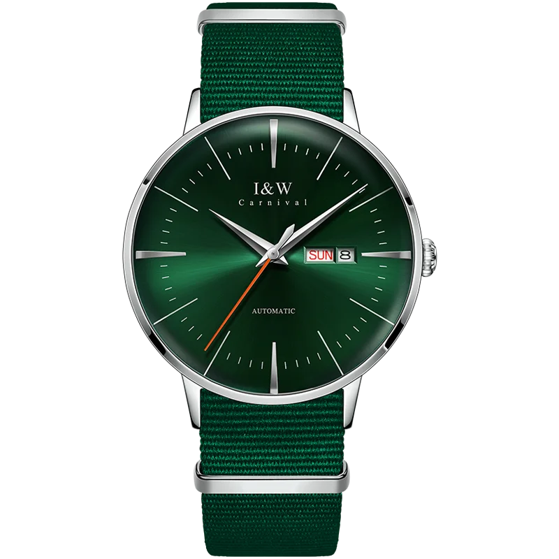 Japan MIYOTA Automatic Watch 3D Curved Sapphire Mechanical Wristwatches Waterproof Leather Strap Double Calendar Watches for Men