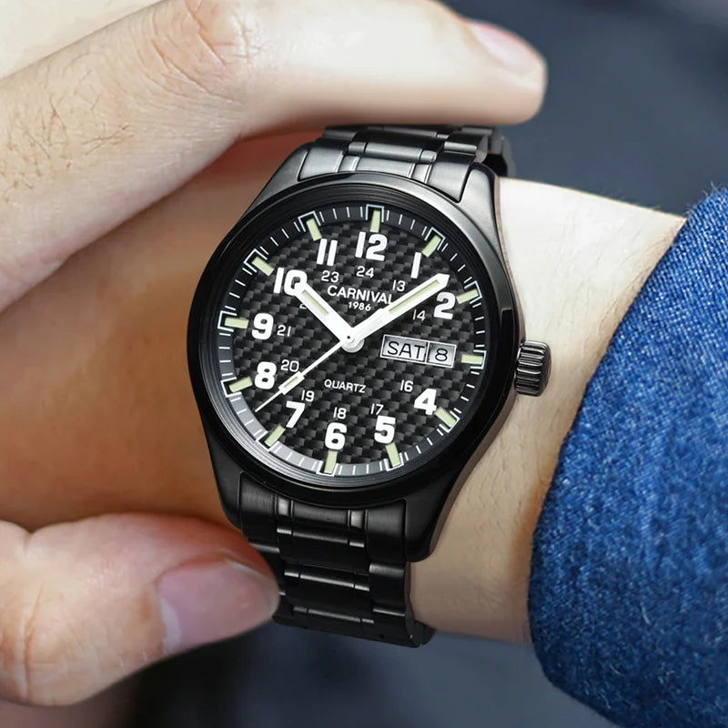 Reloj-Hombre-Montre Switzerland Carnival Quartz Watch men 316 Stainless Steel Waterproof Calendar Luminous Military men Watches