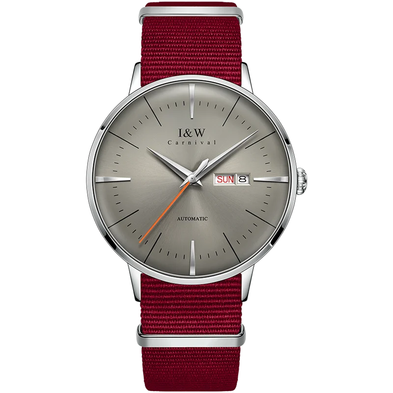 Japan MIYOTA Automatic Watch 3D Curved Sapphire Mechanical Wristwatches Waterproof Leather Strap Double Calendar Watches for Men