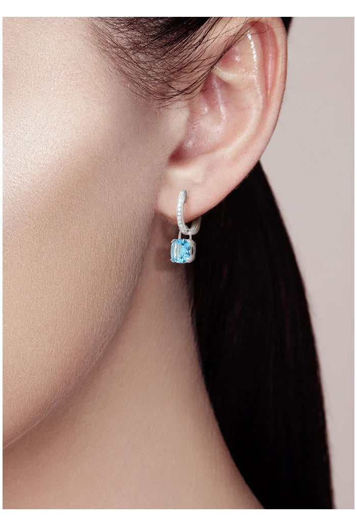 SANTUZZA Pure 925 Sterling Silver Earrings For Women Blue Pink Stones White Cubic Zirconia Dangle Earrings Fashion Fine Jewelry