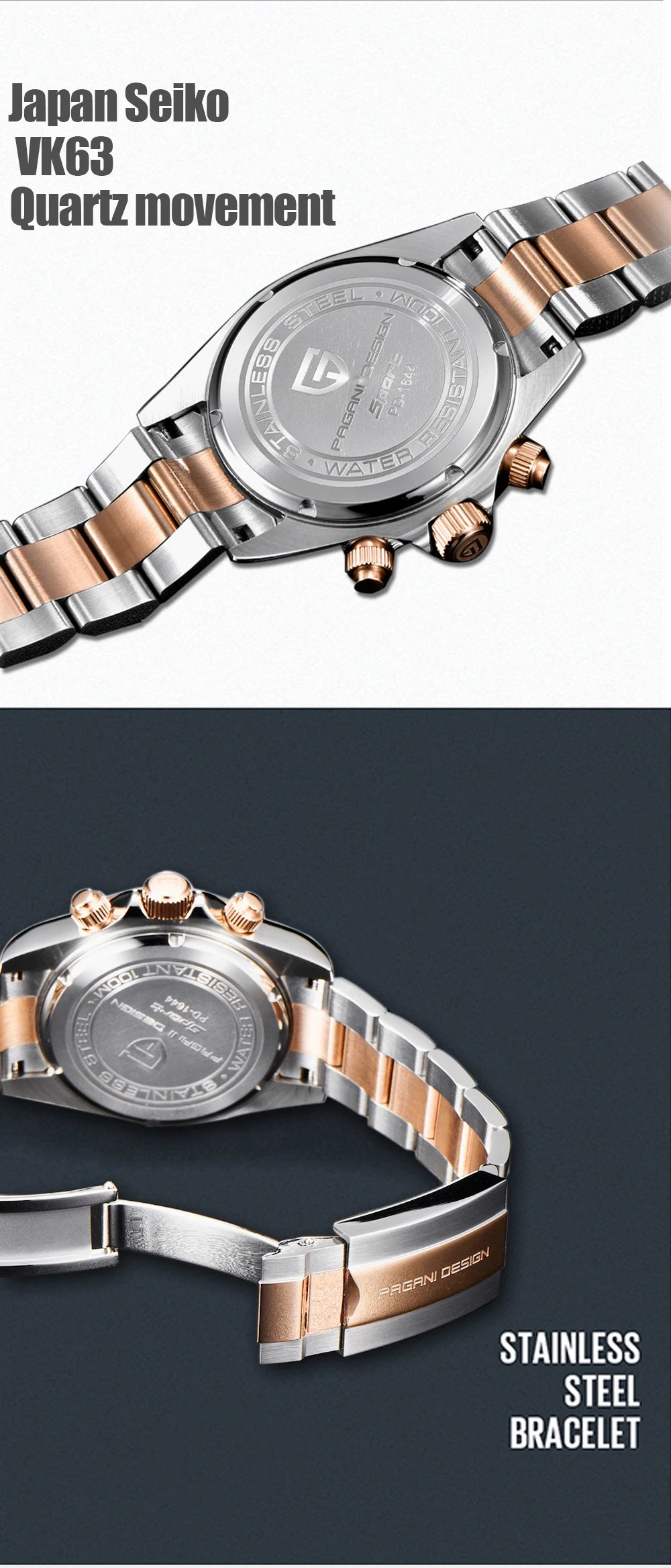 2025 New PAGANI DESIGN Chocolate PD1644 Luxury Quartz Watch For Men Automatic date Wristwatches Men Sport Waterproof Chronograph