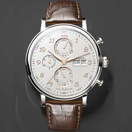 LOBINNI Luxury Brand Switzerland Perpetual Calendar Automatic Mechanical Men's Watches Sapphire Multi-function Clock L13019-8