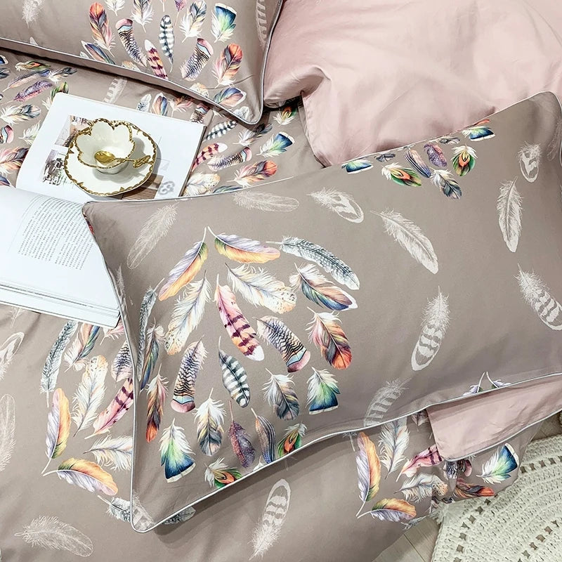 HD printed Birds Branch printed Premium Egyptian cotton Silky Soft Duvet Cover Family size US King Queen Size Bedding Set 4/6Pcs