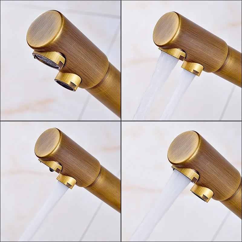 Rozin Chrome Brass Purified Water Kitchen Faucet Mixer Tap and Pure Water Filter Faucet Deck Mounted Dual Handles Hot Cold Taps