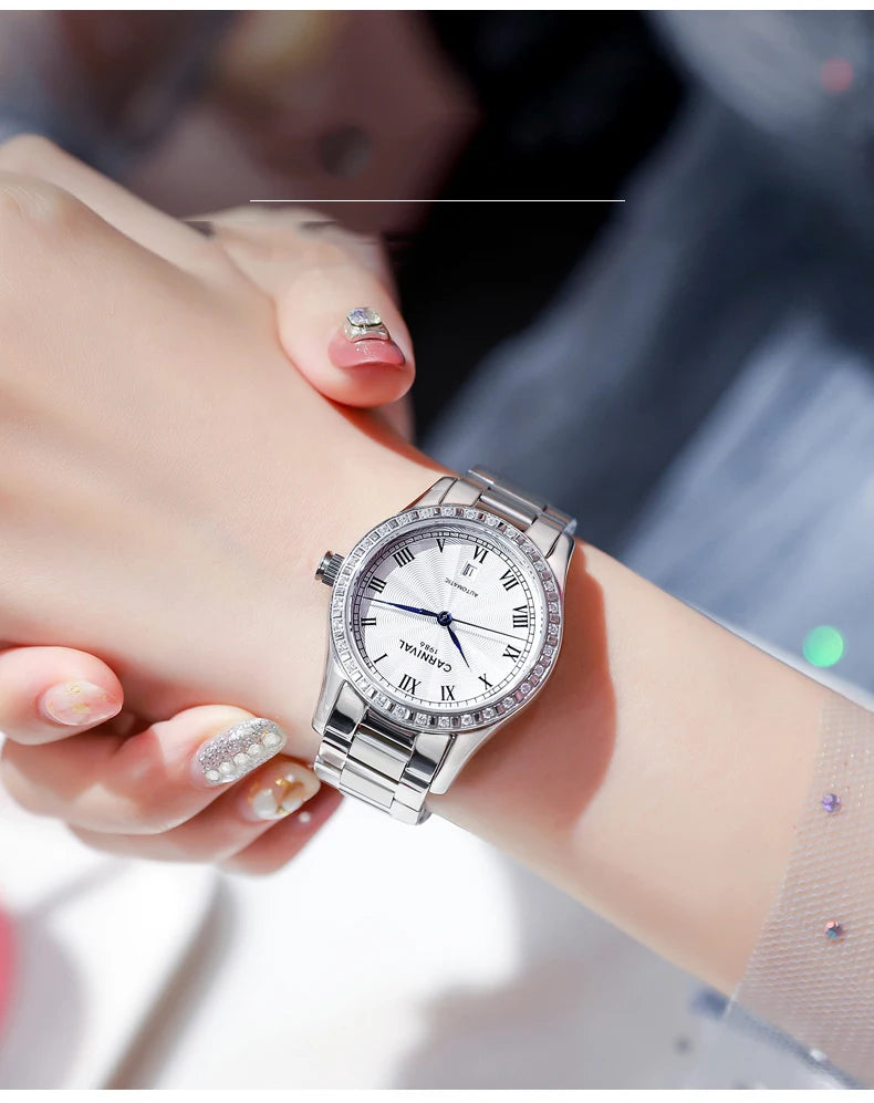 CARNIVAL Women Watches Mechanical Watch Luxury Bracelet Wrist Wristwatch Elegant Ladies Automatic Clock Watch Relogio Feminino