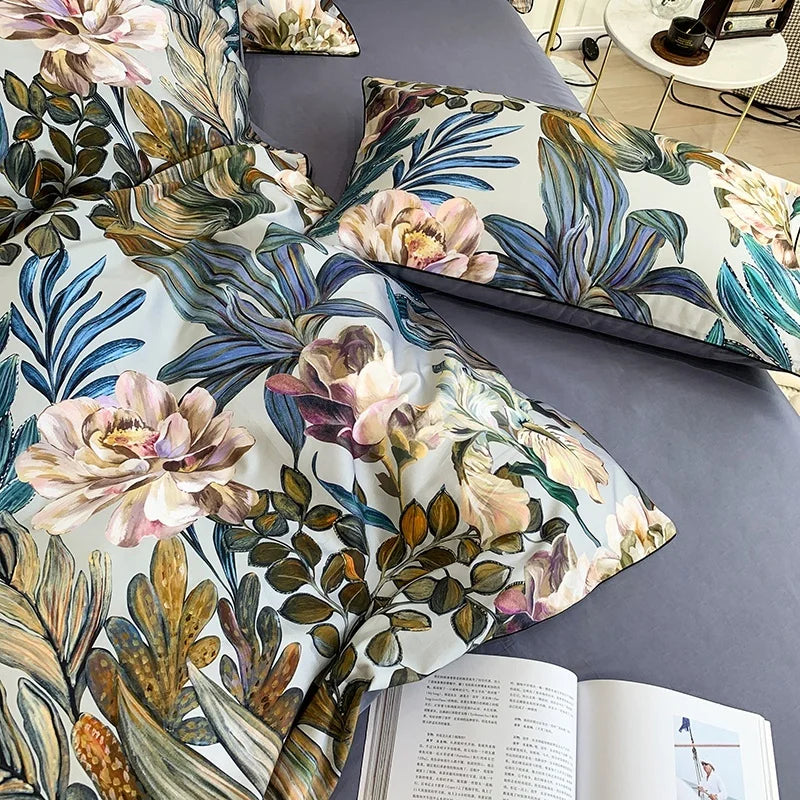 HD printed Birds Branch printed Premium Egyptian cotton Silky Soft Duvet Cover Family size US King Queen Size Bedding Set 4/6Pcs
