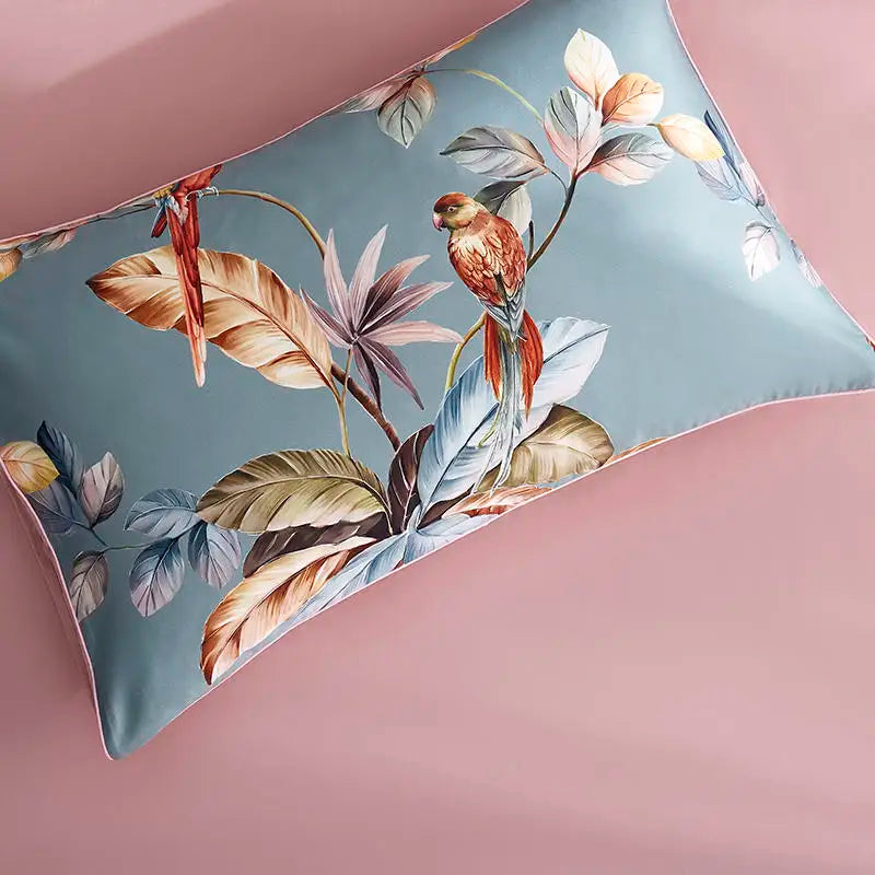 HD printed Birds Branch printed Premium Egyptian cotton Silky Soft Duvet Cover Family size US King Queen Size Bedding Set 4/6Pcs