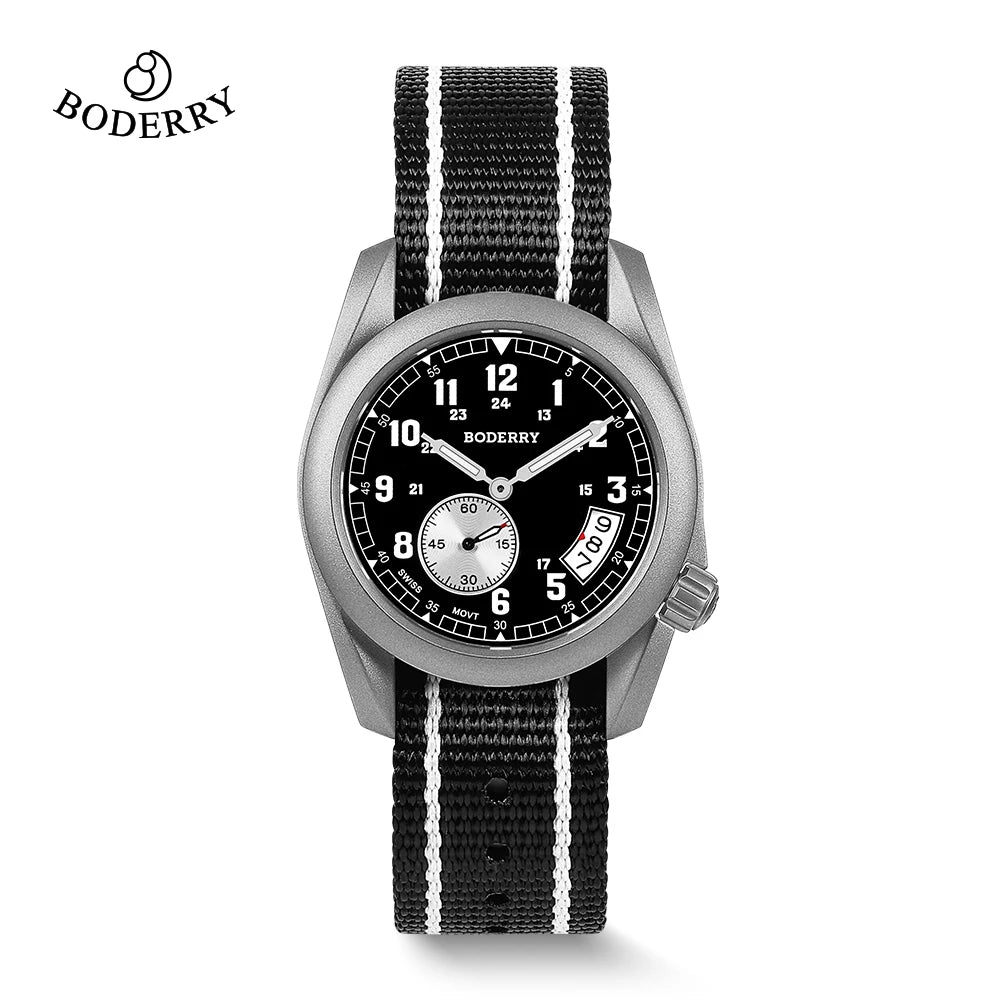 VOYAGER-Boderry Field Watch Titanium Quartz Watches 38 Mens 100M Waterproof Clock Military Sport Luminous Business Wristwatch