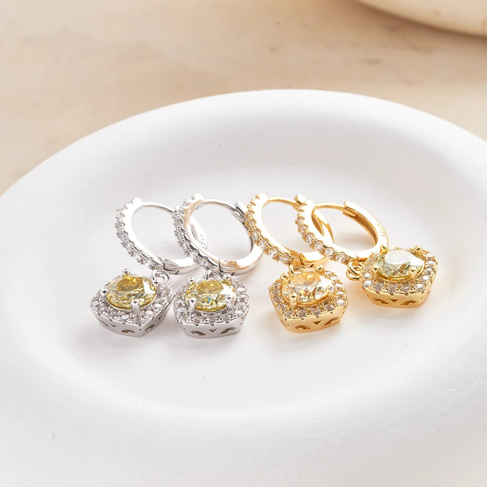 JoyceJelly 1ct GRA Certified Moissanite Earrings For Women 18 Color VVS D Solid Sterling Silver 925 Plated 18K Gold Fine Jewelry